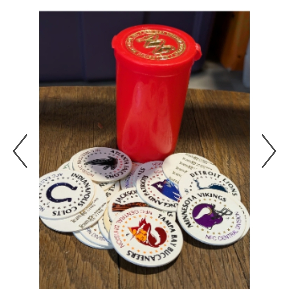 NFL Team Pogs with Red Container